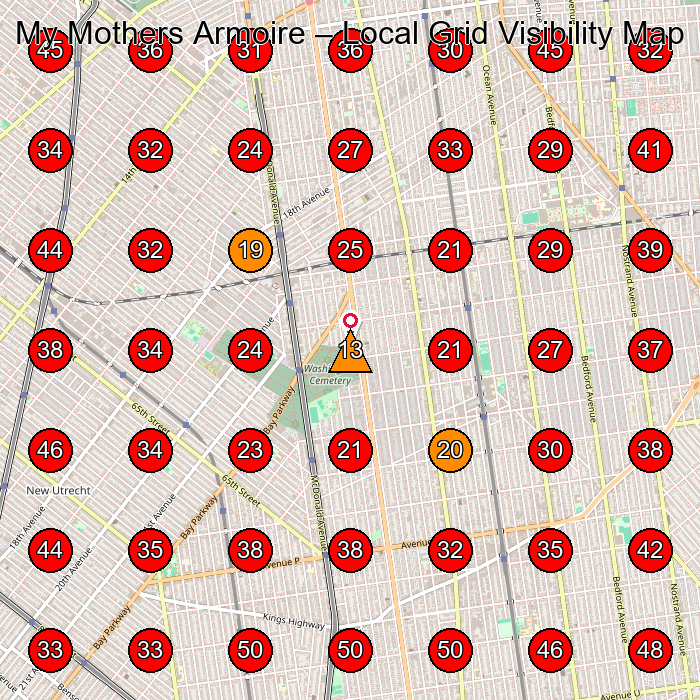 My Mothers Armoire GeoGrid visibility map for Clothing Store in Brooklyn